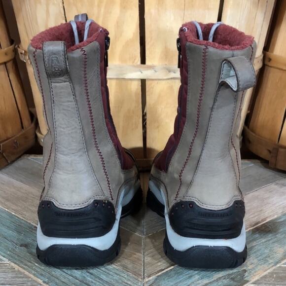 Keen Vail Tan Leather Red Insulated Waterproof Lace-Up Zip Winter Boots Womens 6 - Picture 6 of 12